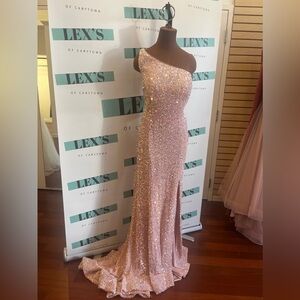 Sherri Hill Pink One Shoulder Dress